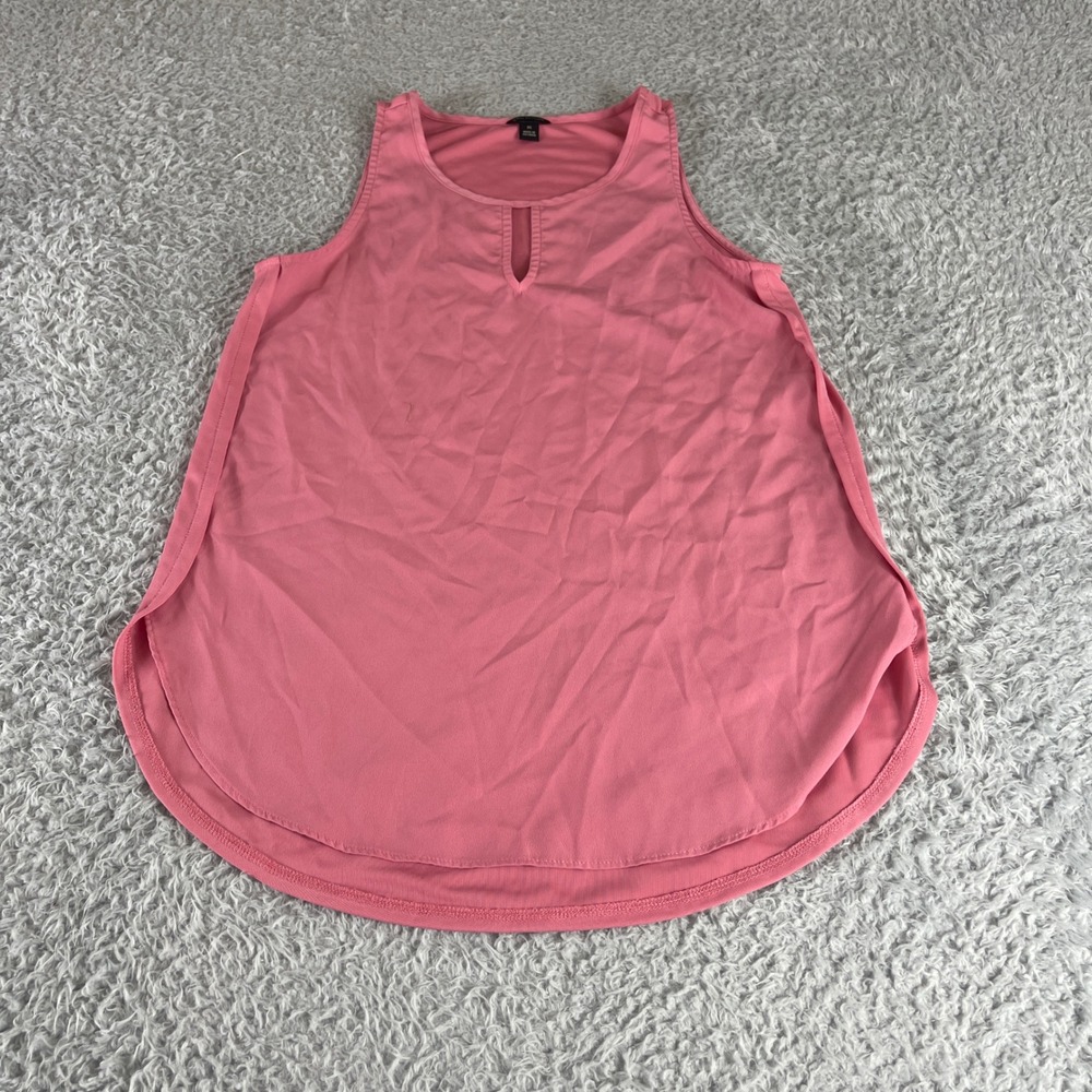Ann Taylor Pink Keyhole Neck Mixed Media Tank Top Sleeveless Blouse XS